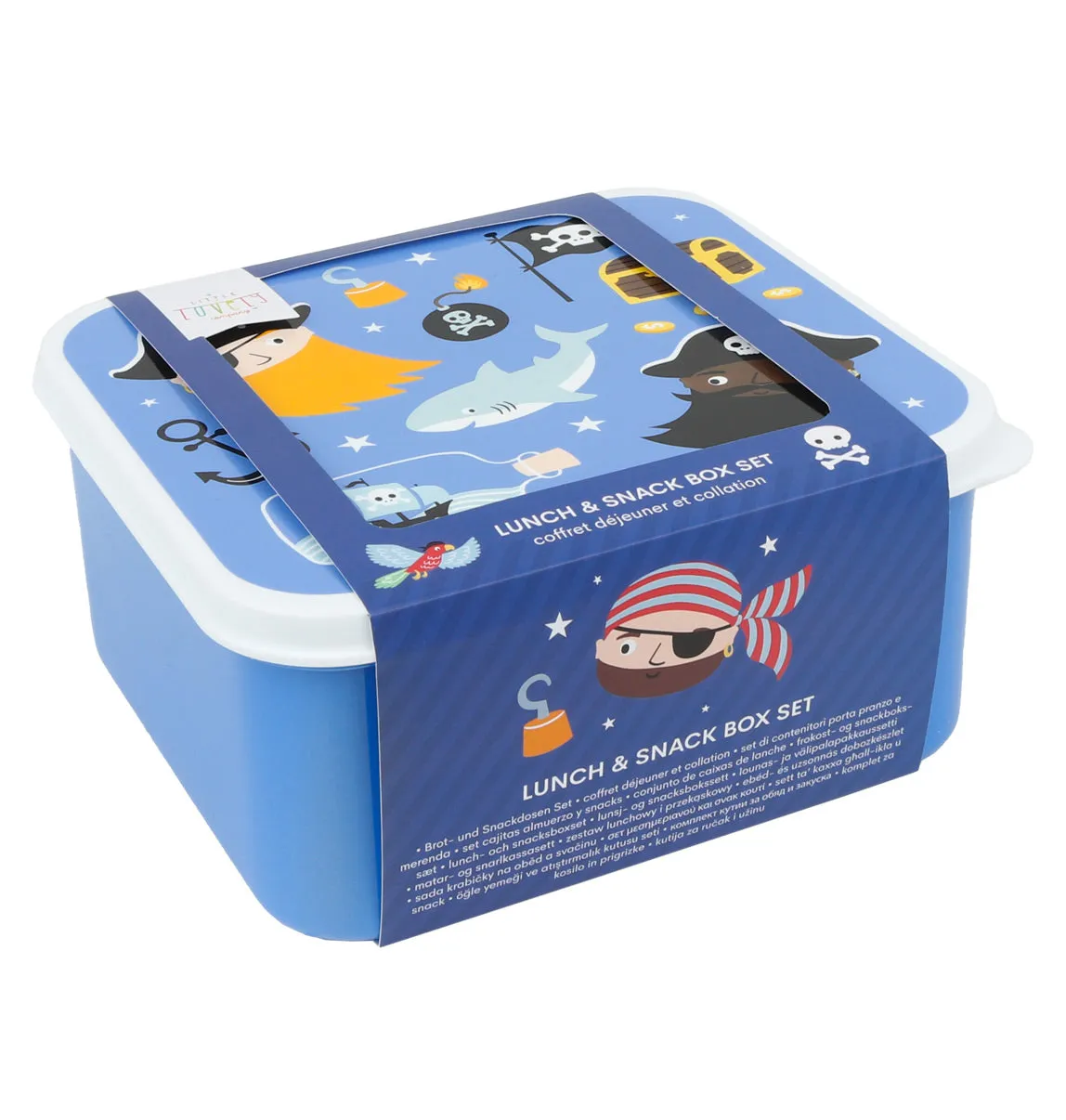 A Little Lovely Company Piraten lunchbox set 4-delig blauw
