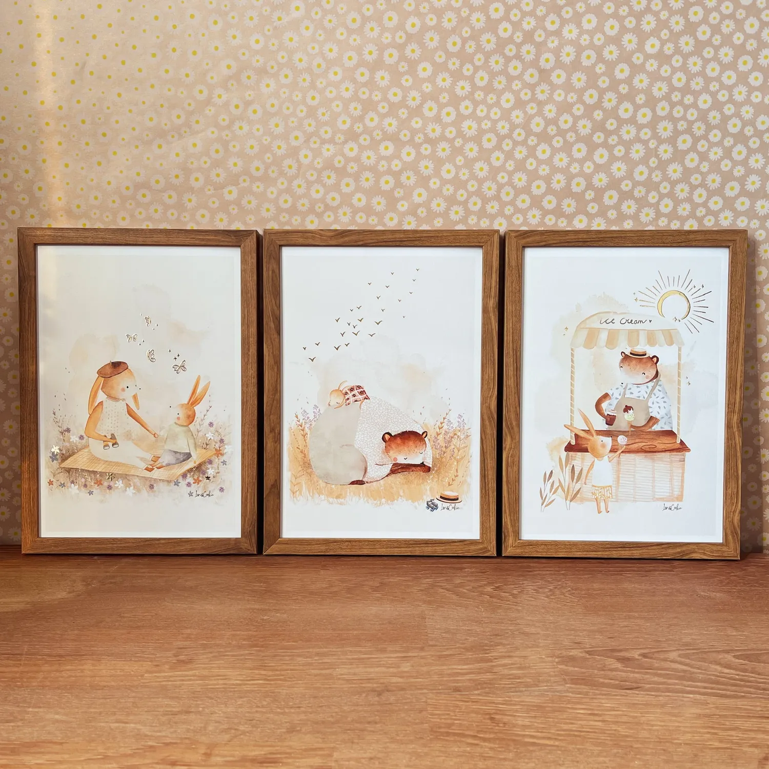 Lori & Cookie Kidsdeco Ijsco kar poster set van 3 goudfolie A4