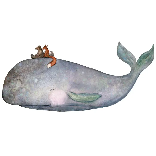 Hartendief Op de rug van Walvis muursticker 96x42 cm