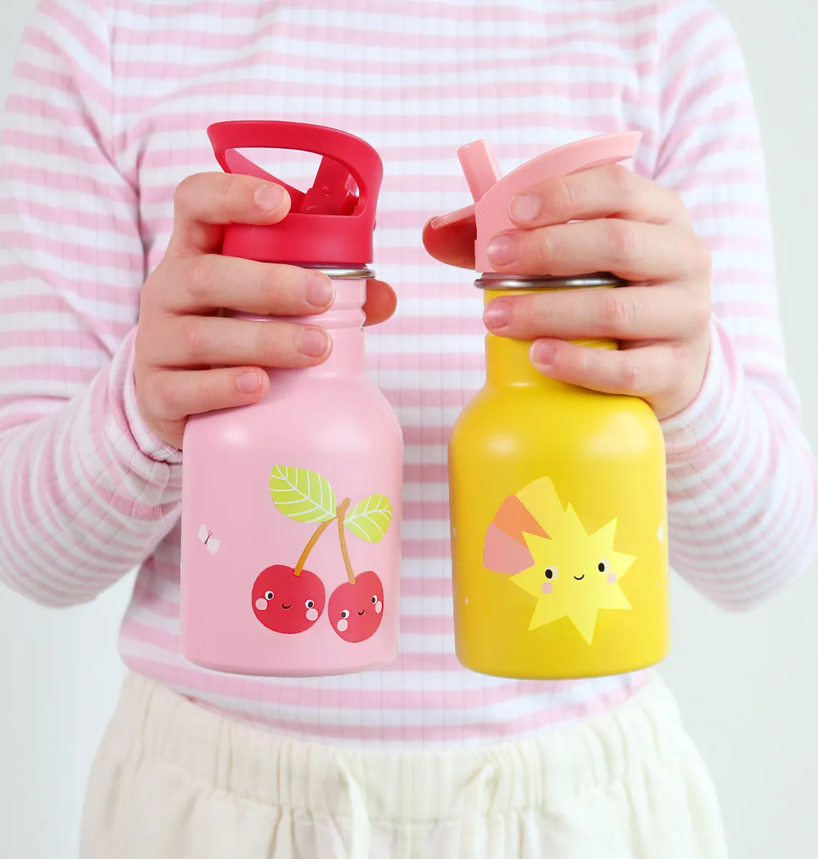 A Little Lovely Company kleine RVS drinkfles kersen 350 ml
