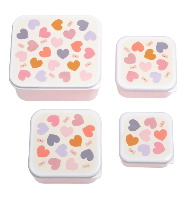 A Little Lovely Company Hartjes lunch snack box set 4-delig