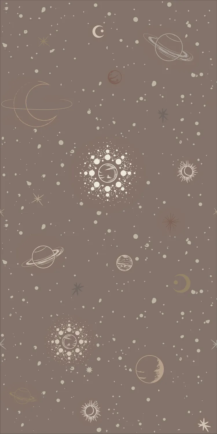 Little Amour Space Stars ruimtebehang warm bruin 1 rol