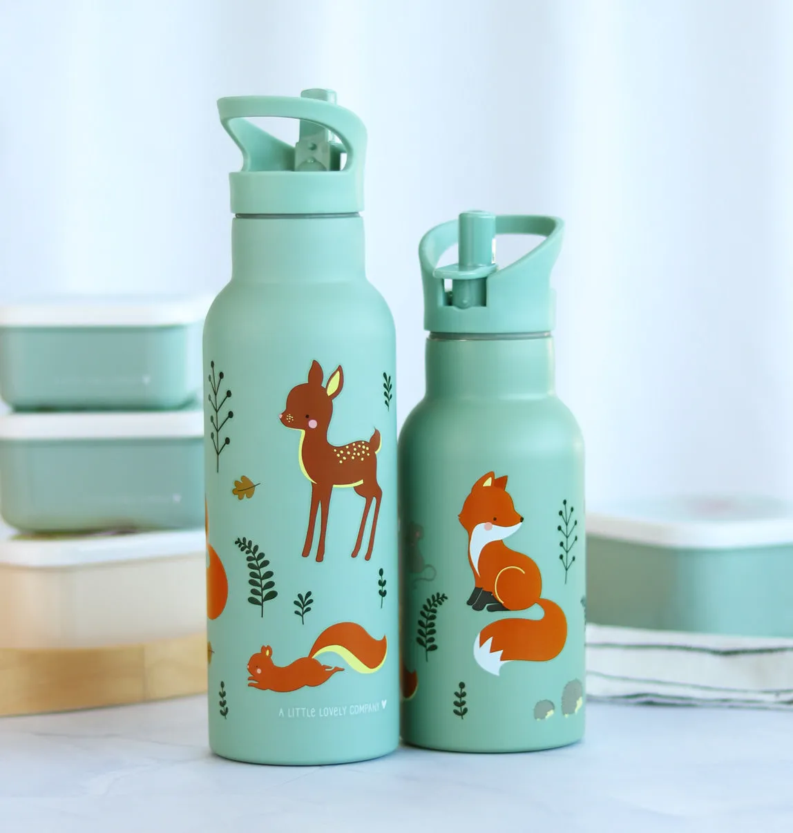 A Little Lovely Company Bosvriendjes XL drinkfles RVS 500 ml dubbelwandig