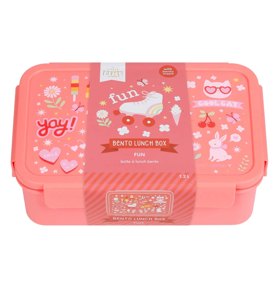 A Little Lovely Company Fun bento lunchbox koraalroze vakken