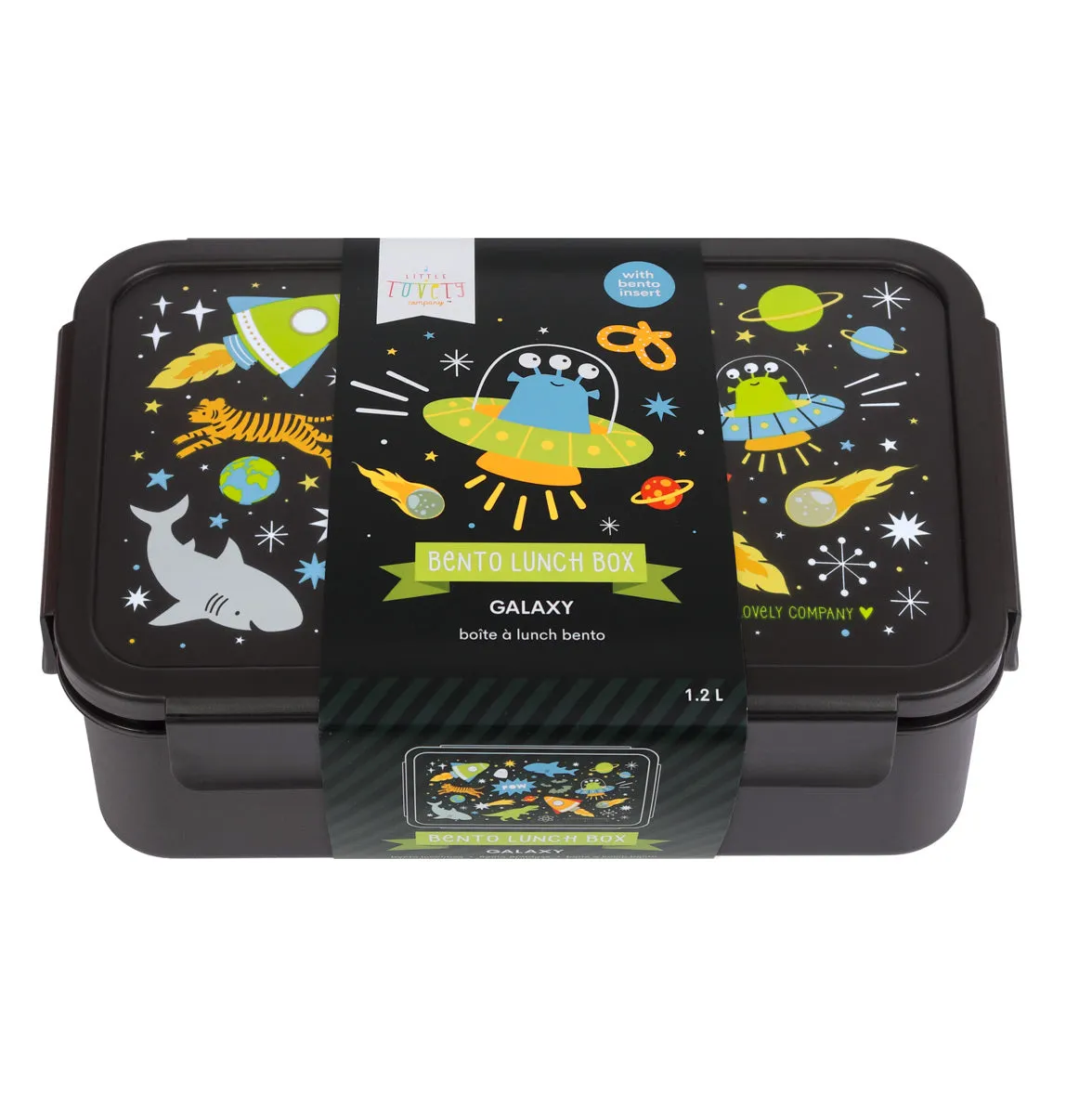 A Little Lovely Company Galaxy bento lunchbox zwart 2-vaks
