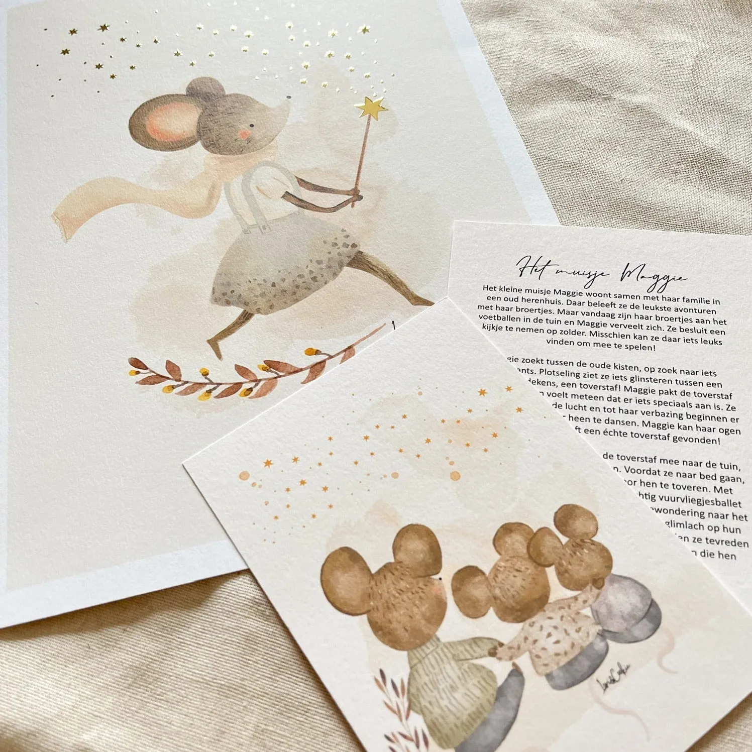 Lori & Cookie Kidsdeco Maggie Muis poster A3 goudfolie 30x40cm