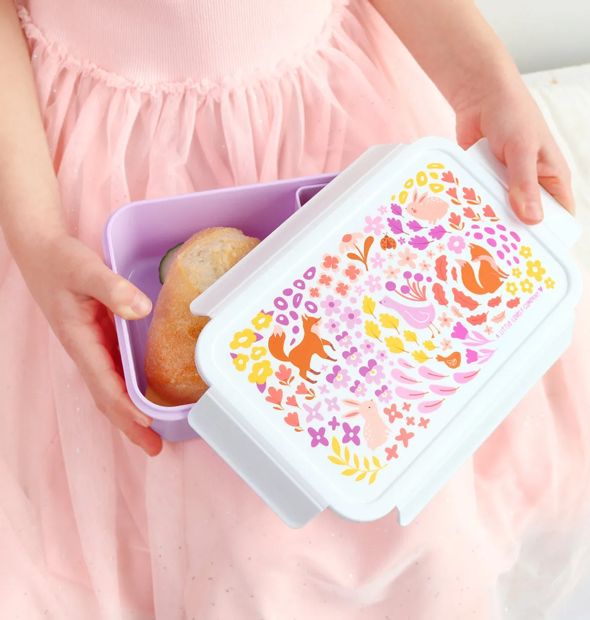 A Little Lovely Company Bloementuin bento lunchbox lila met vakken