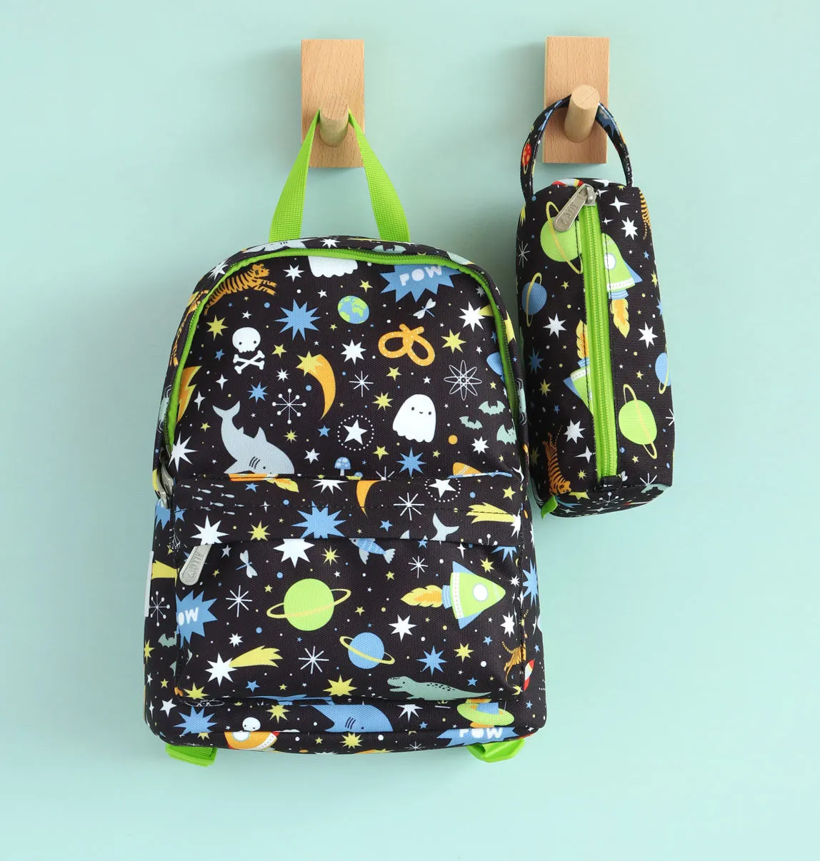 A Little Lovely Company Galaxy rugzakje zwart raketten