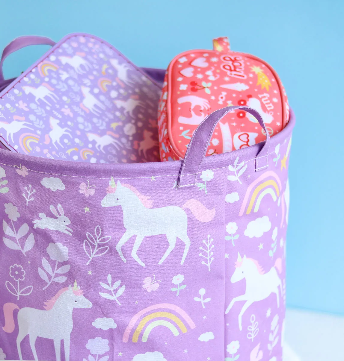 A Little Lovely Company Unicorn Dreams opbergmand katoen paars