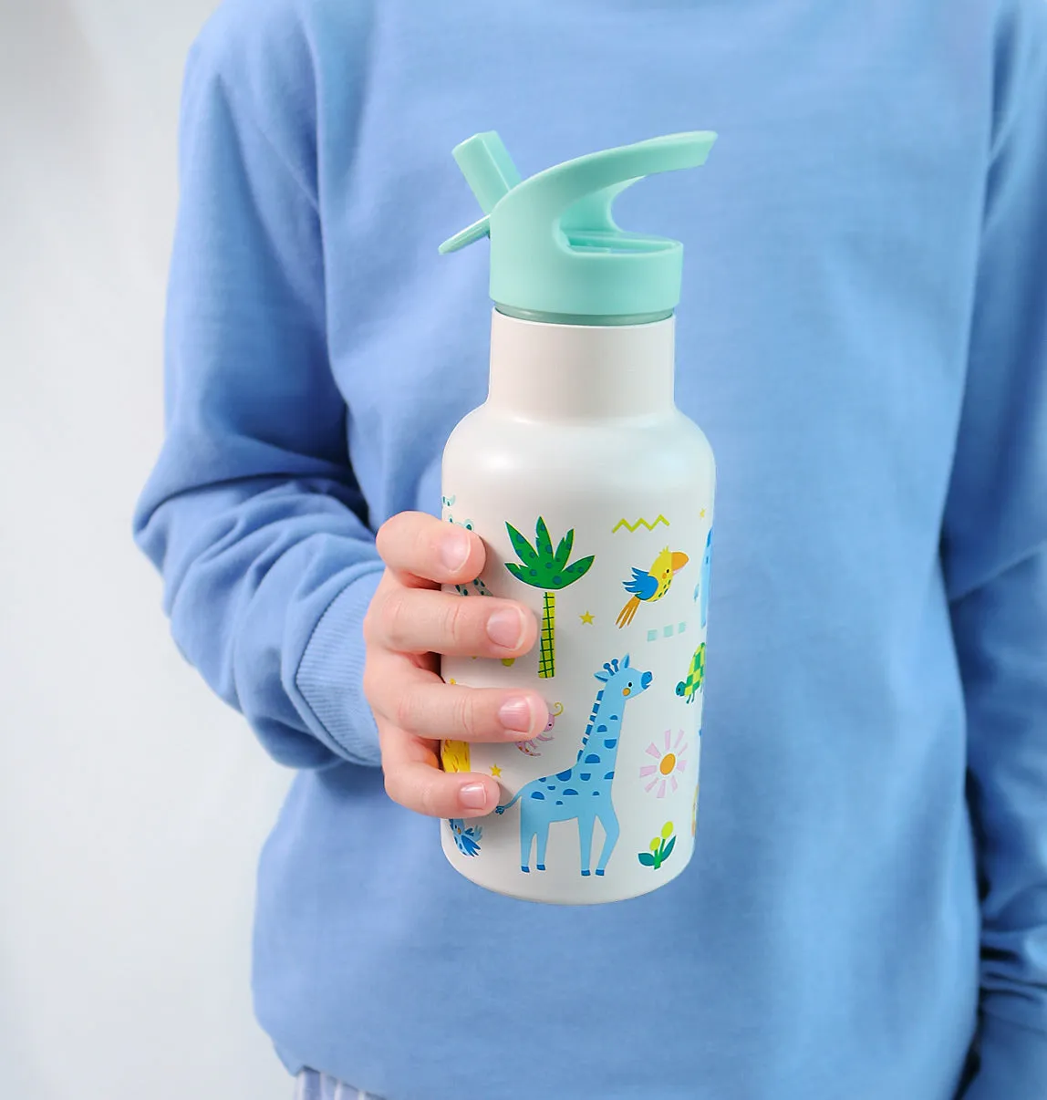 A Little Lovely Company Jungle RVS drinkfles 350 ml dubbelwandig