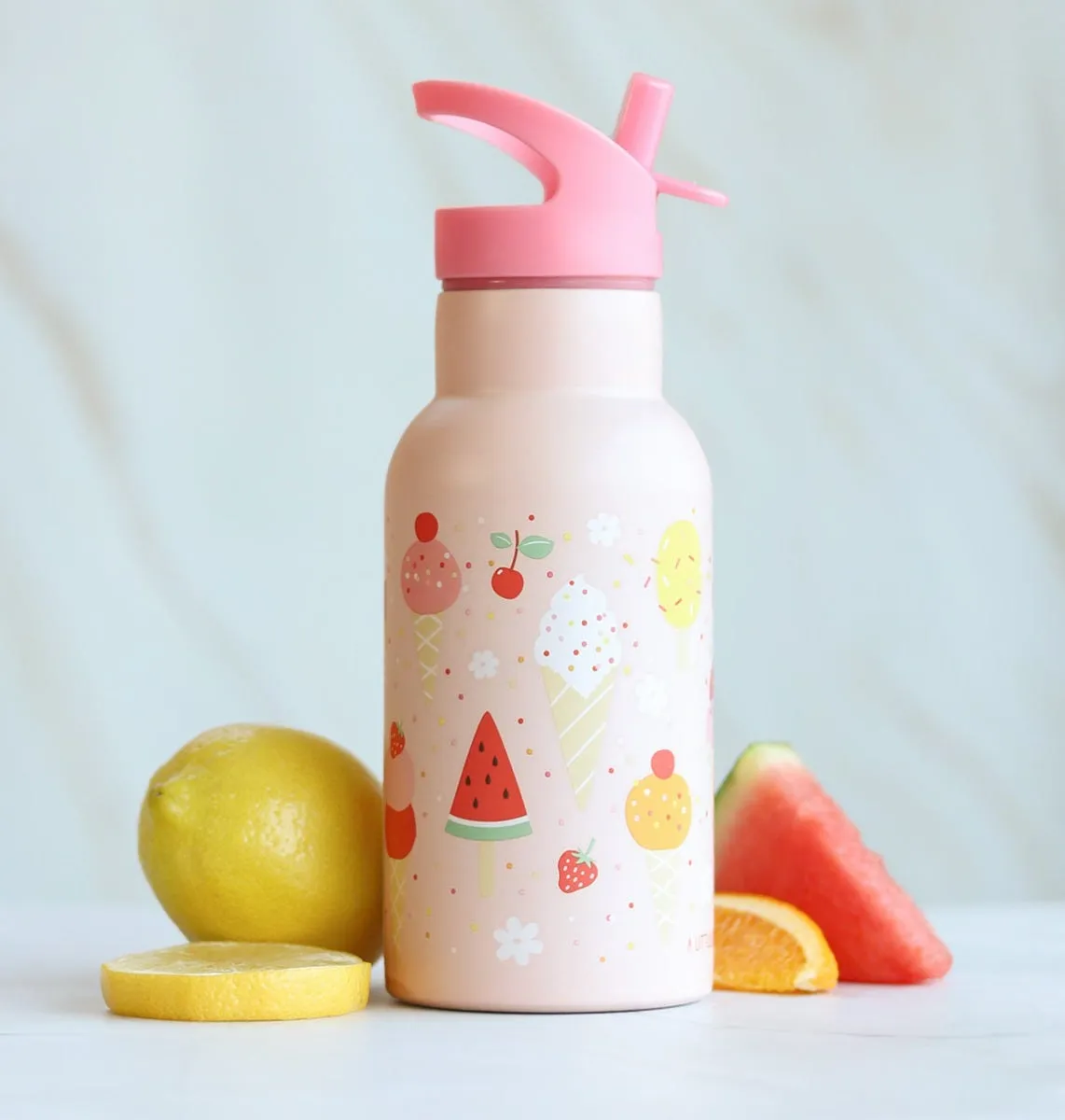 A Little Lovely Company IJsjes RVS drinkfles 350 ml roze koel