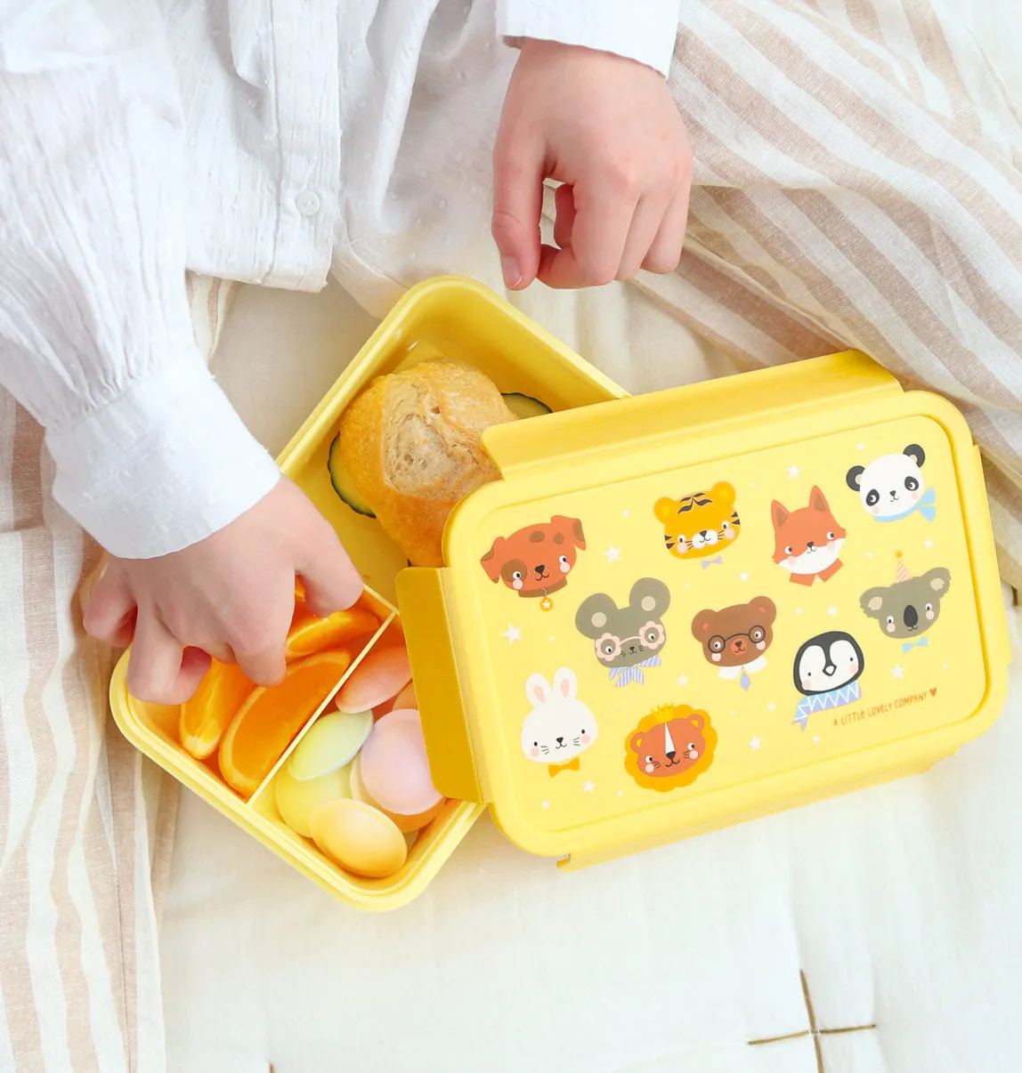 A Little Lovely Company Dierenvriendjes bento lunchbox geel