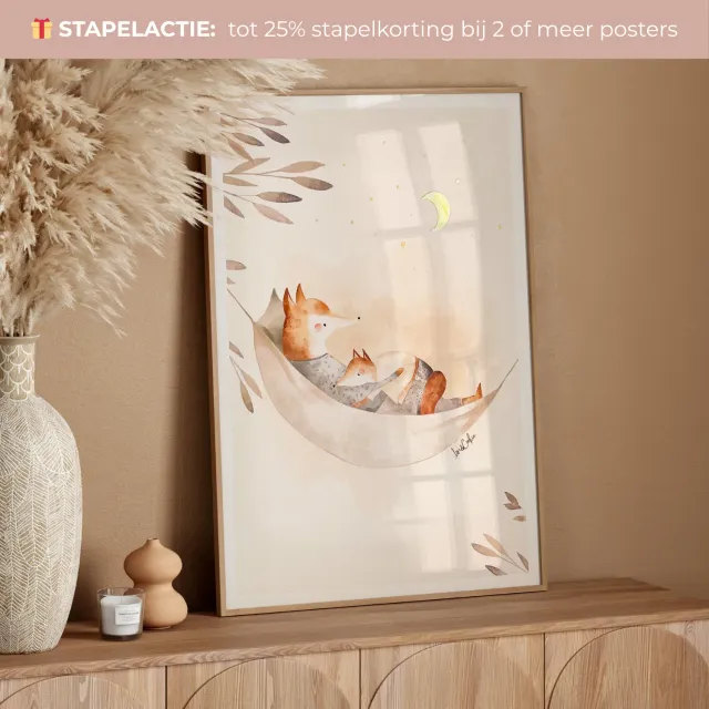 Lori & Cookie Kidsdeco Papa & Vicky Vos poster A4 goudfolie