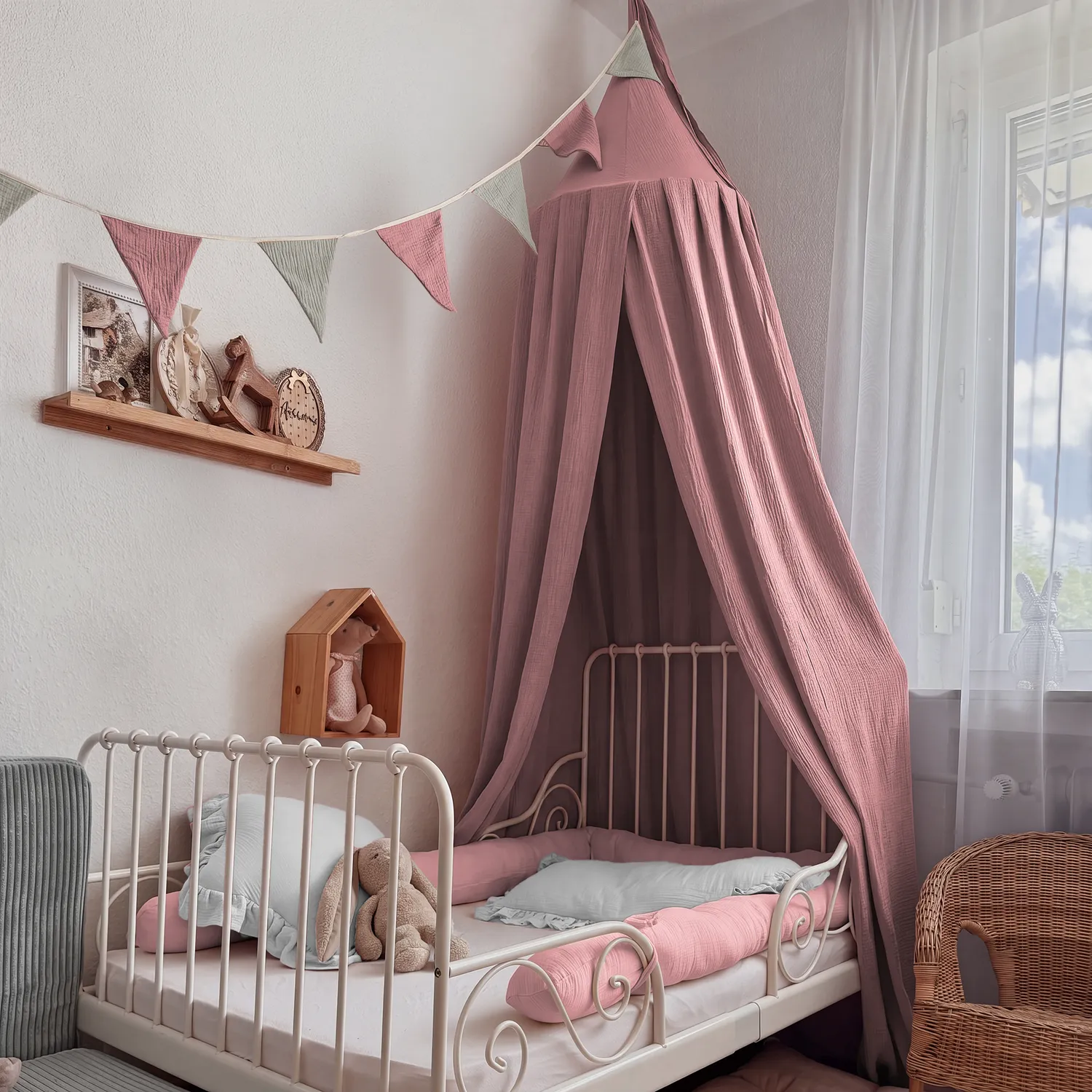 Lilimaus Bodenbett Set baldakijnset met slang muslin