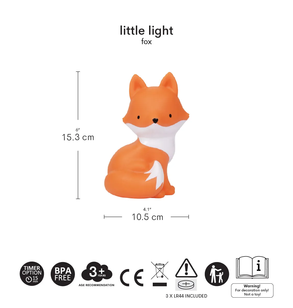 A Little Lovely Company Little Lights vos nachtlampje oranje