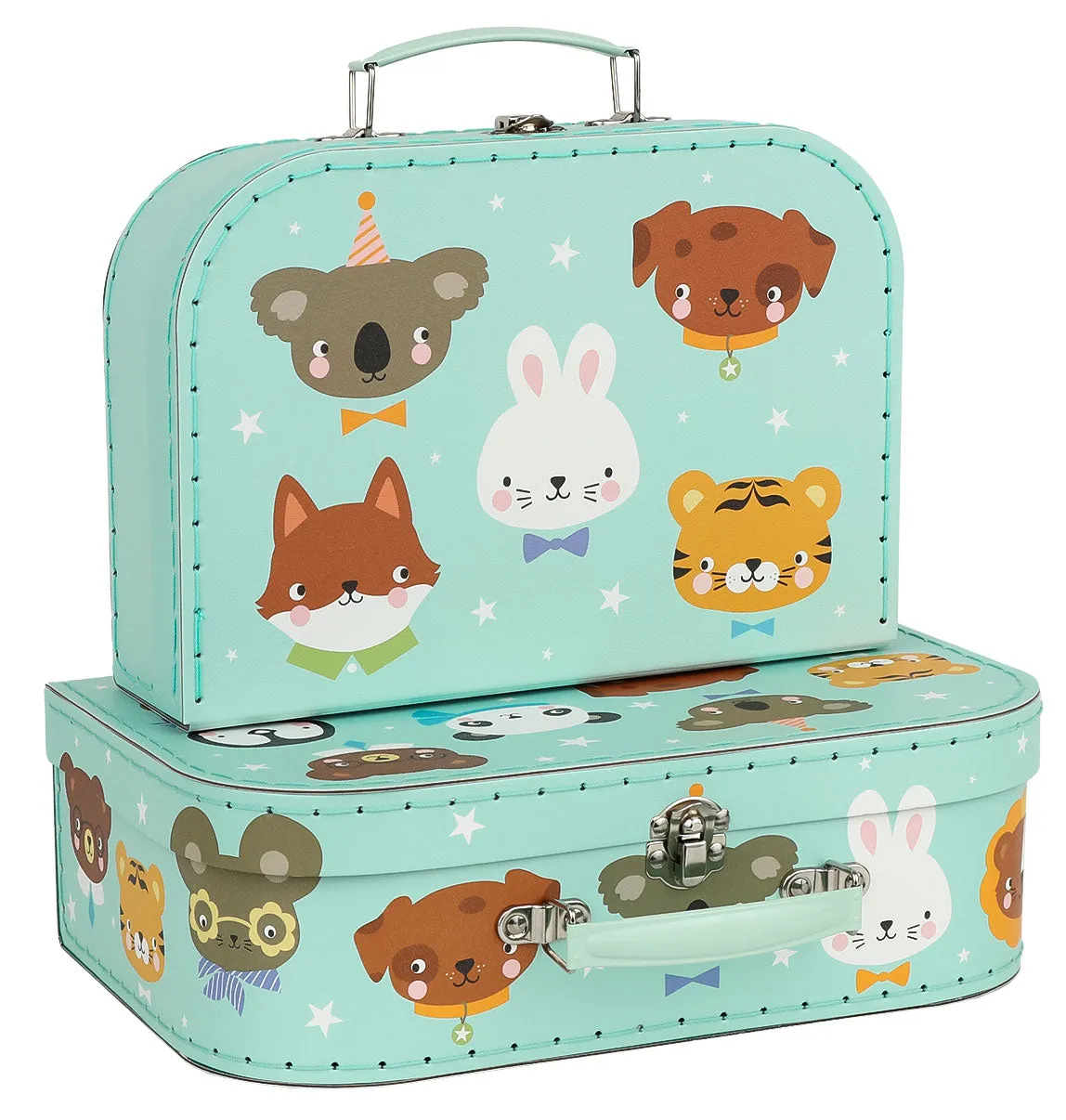 A Little Lovely Company Dierenvriendjes kofferset 2-delig mint
