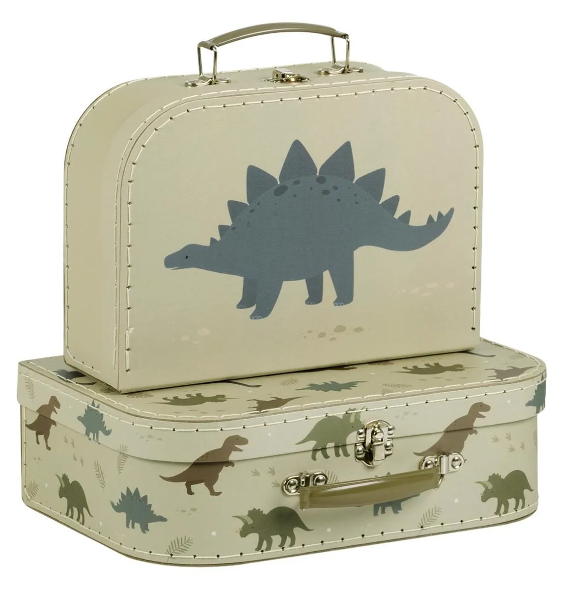 A Little Lovely Company Dinosaurussen kofferset 2 stuks groen karton