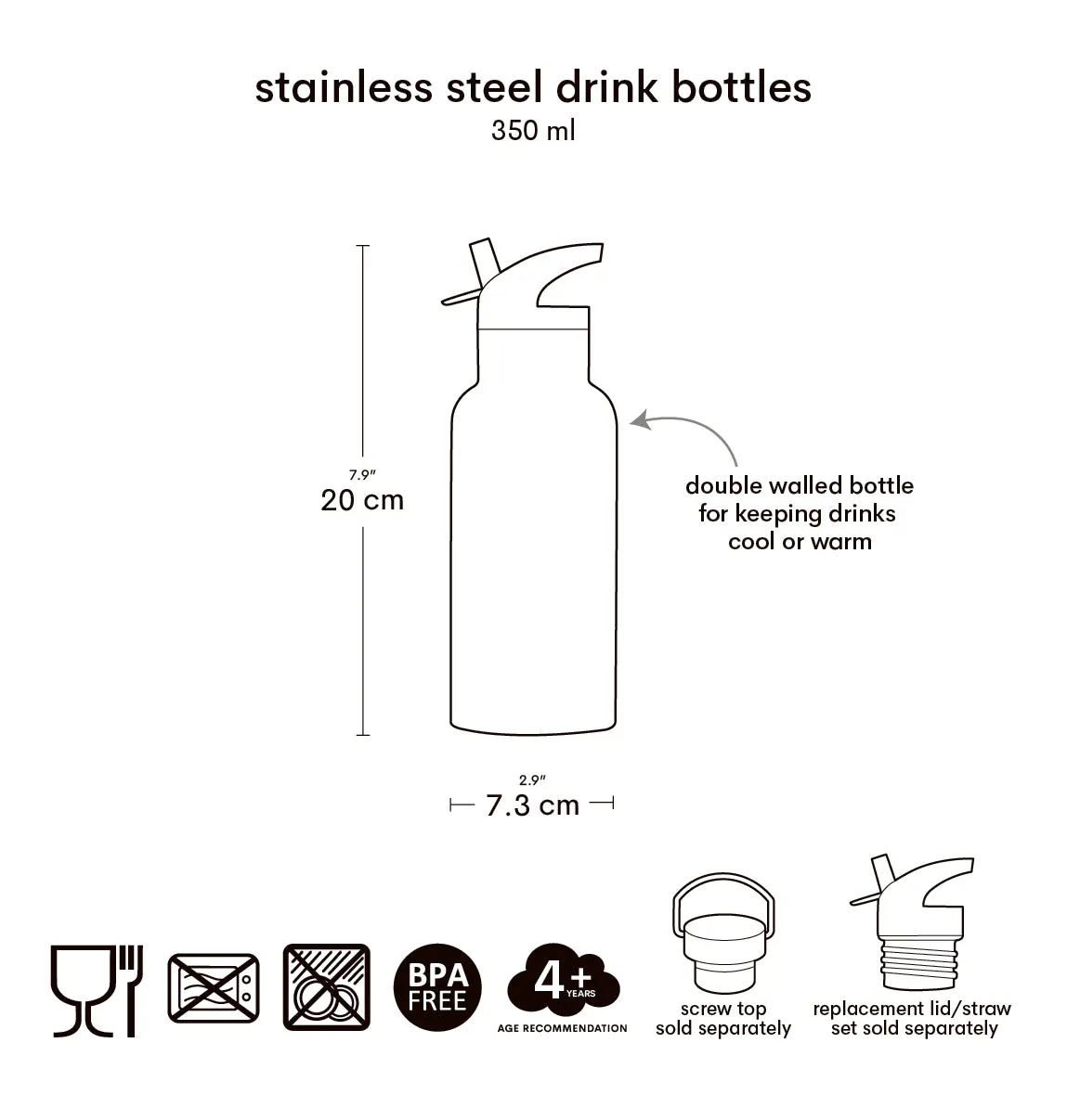A Little Lovely Company Prinsessen RVS drinkfles 350 ml