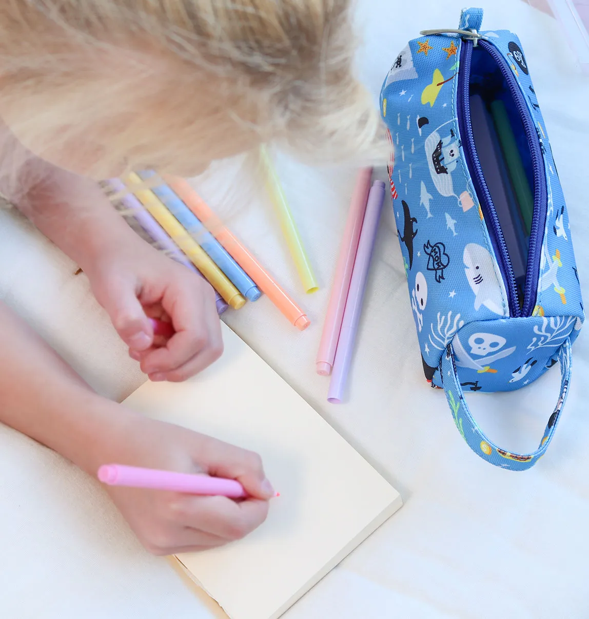 A Little Lovely Company Piraten etui blauw gevoerd handvat