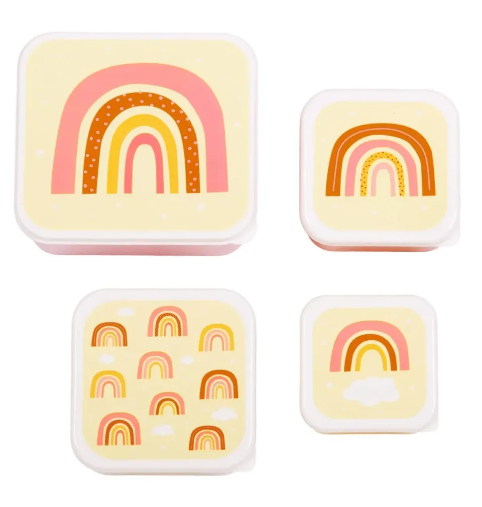 A Little Lovely Company Regenbogen lunchbox set 4 stuks geel