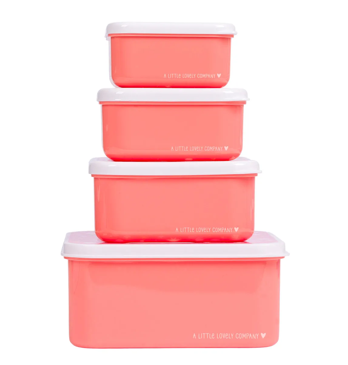 A Little Lovely Company Fun Lunch & Snackbox Set Koraalroze 4-delig