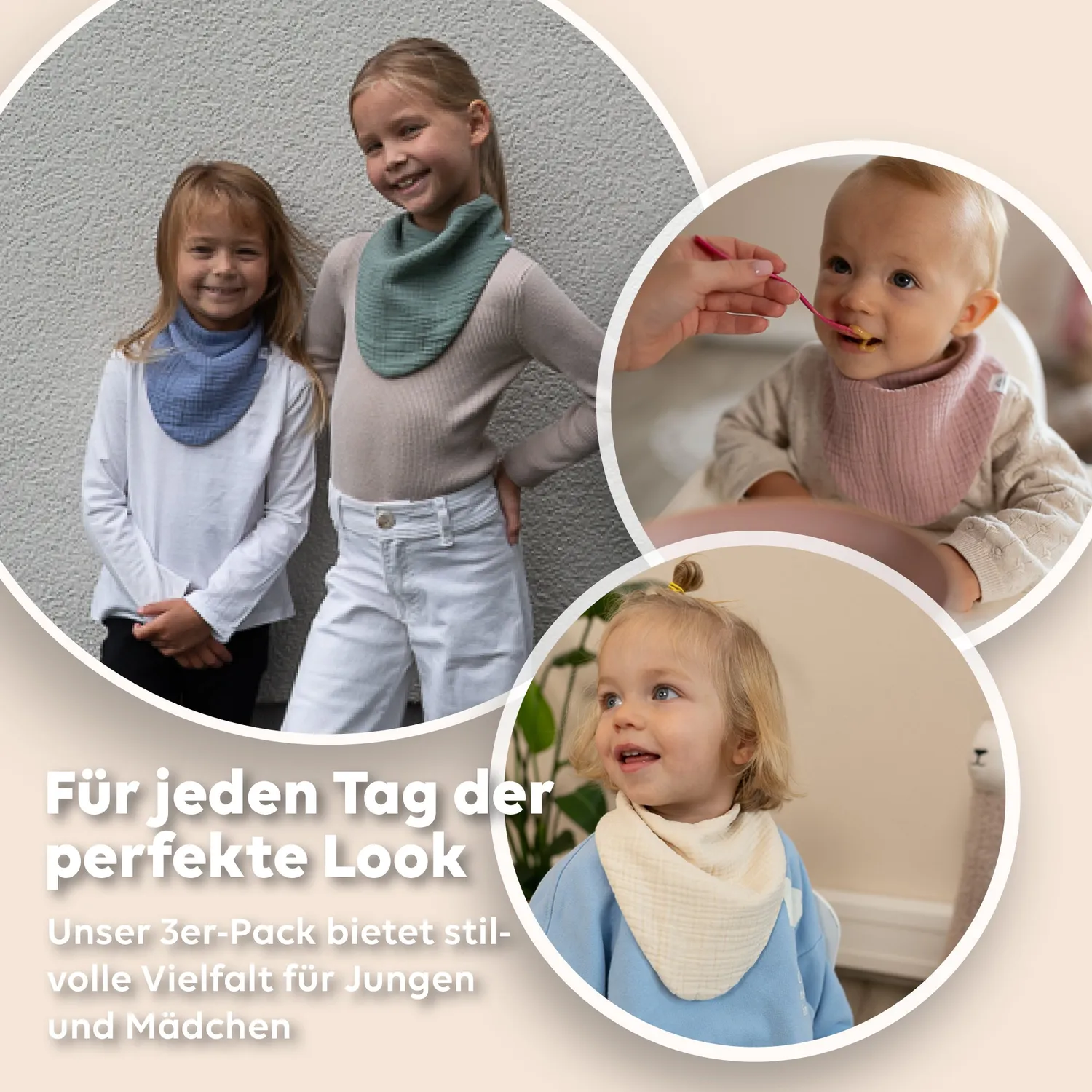 Lilimaus slabbetjes Beigerosa musselin katoen 3 stuks baby