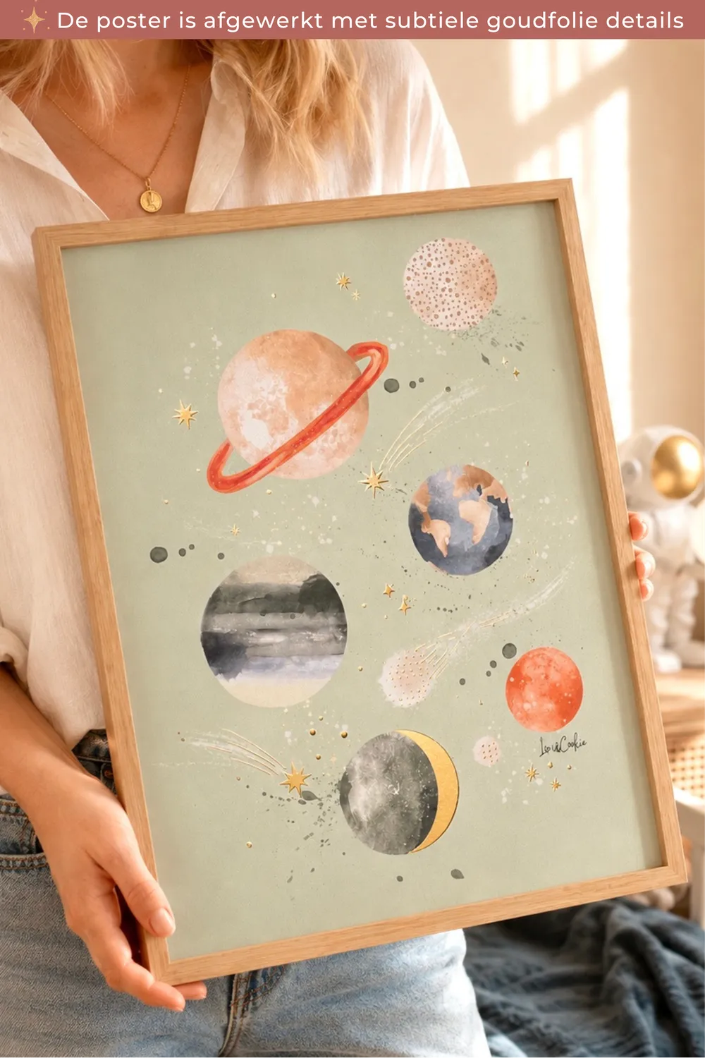 Lori & Cookie Kidsdeco Heelal poster 30x40cm goudfolie