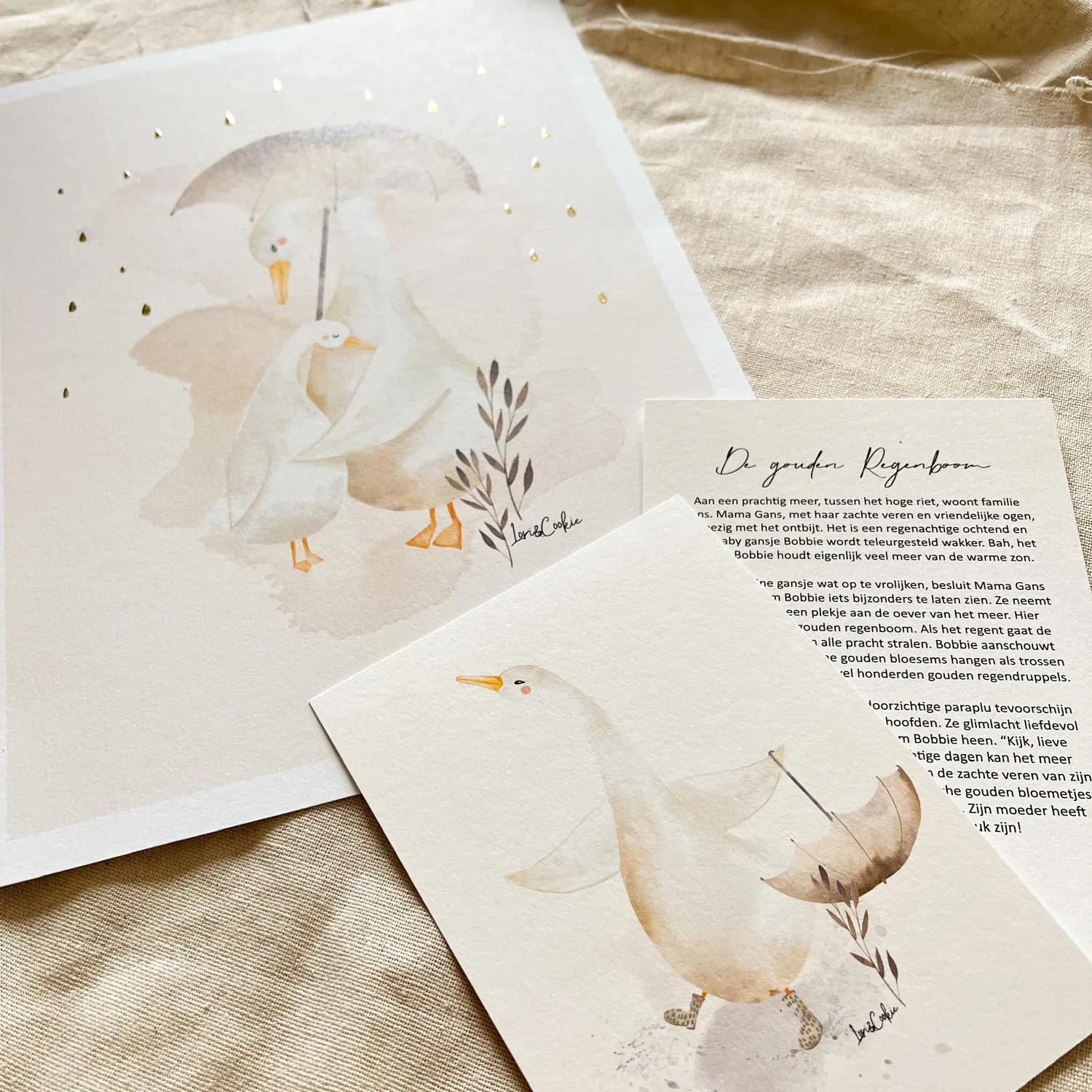 Lori & Cookie Kidsdeco Mia Konijn posterset A4 van 3 goudfolie