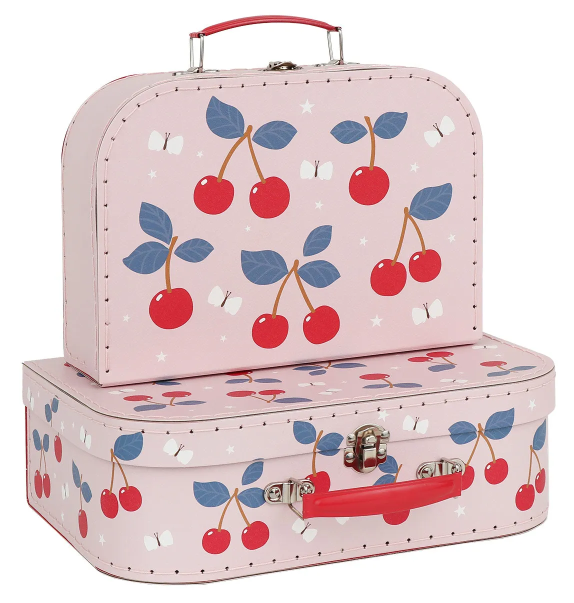 A Little Lovely Company Kersen opbergkoffertjes 2 stuks roze