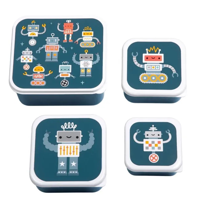 A Little Lovely Company Robots lunch snackbox set 4-delig