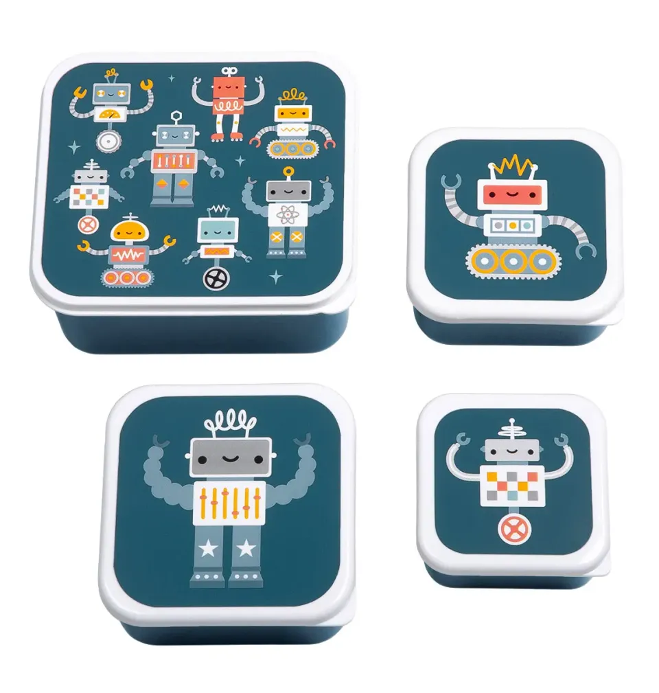A Little Lovely Company Robots lunch snackbox set 4-delig