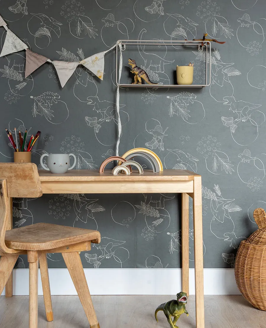 Little Amour Dino Planet behang groen 1 rol dinoprint