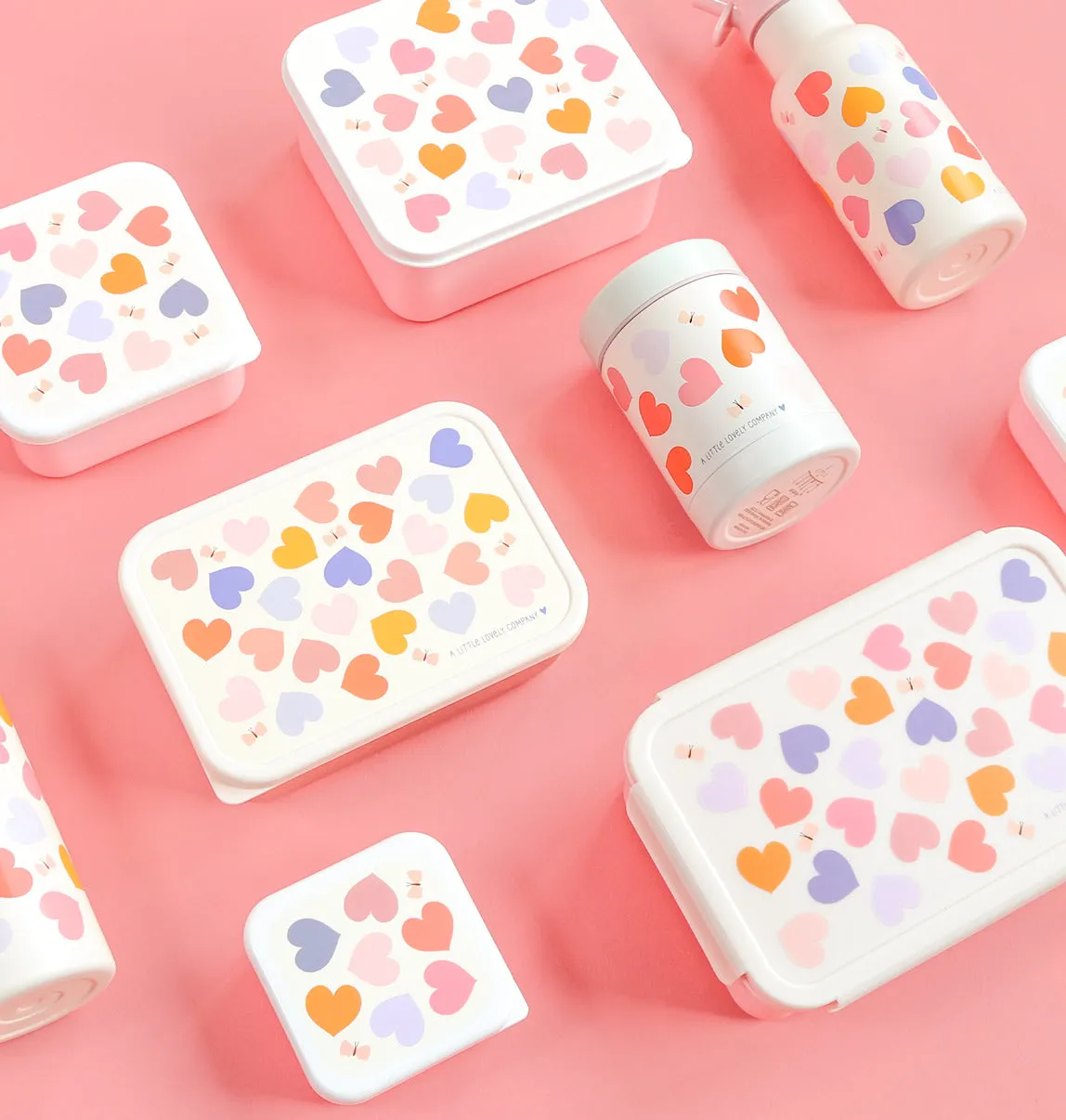 A Little Lovely Company Hartjes lunch snack box set 4-delig