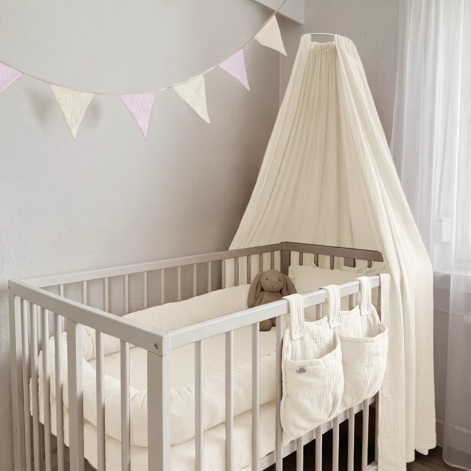 Lilimaus Babybett Set babyset 6-delig muslin met laken