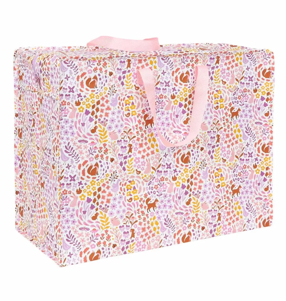 A Little Lovely Company Bloementuin XL opbergtas lila rits