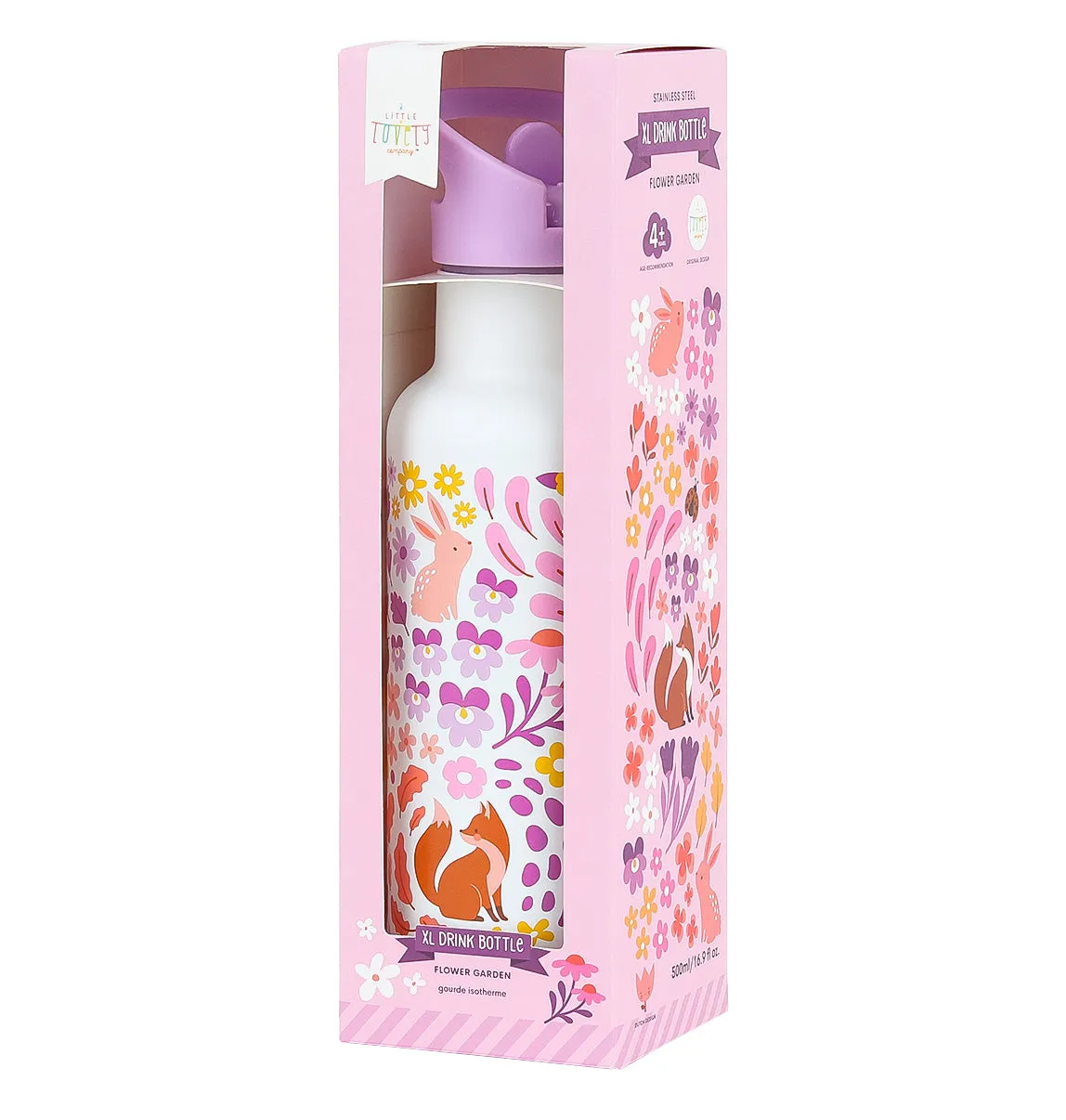 A Little Lovely Company Bloementuin RVS drinkfles 350 ml