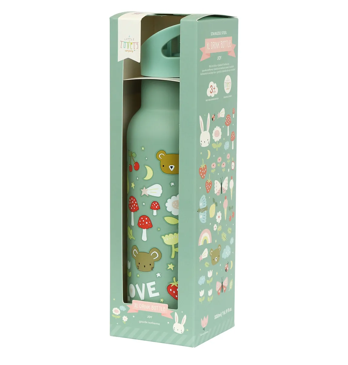 A Little Lovely Company Joy XL rvs drinkfles 500 ml