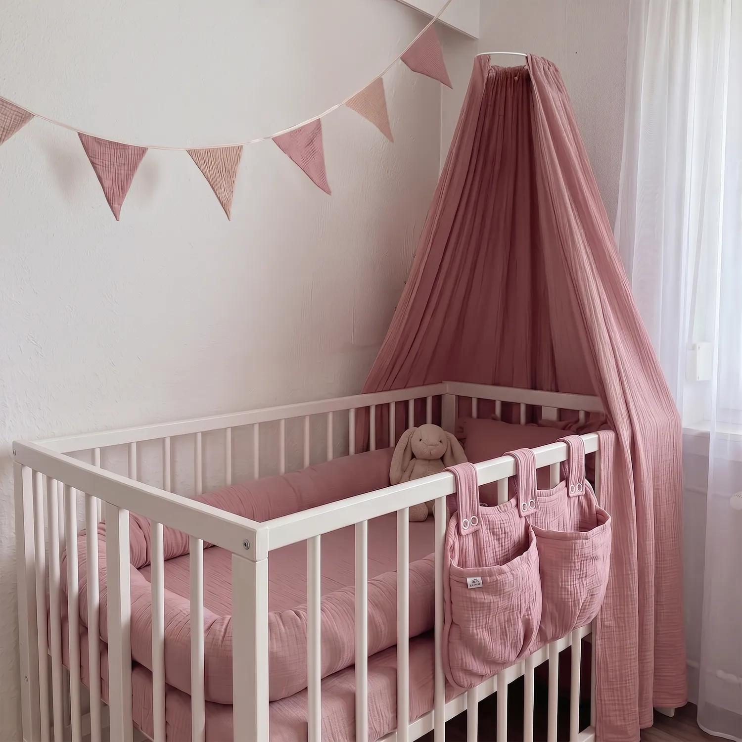 Lilimaus Babybett Set babyset 6-delig muslin met laken