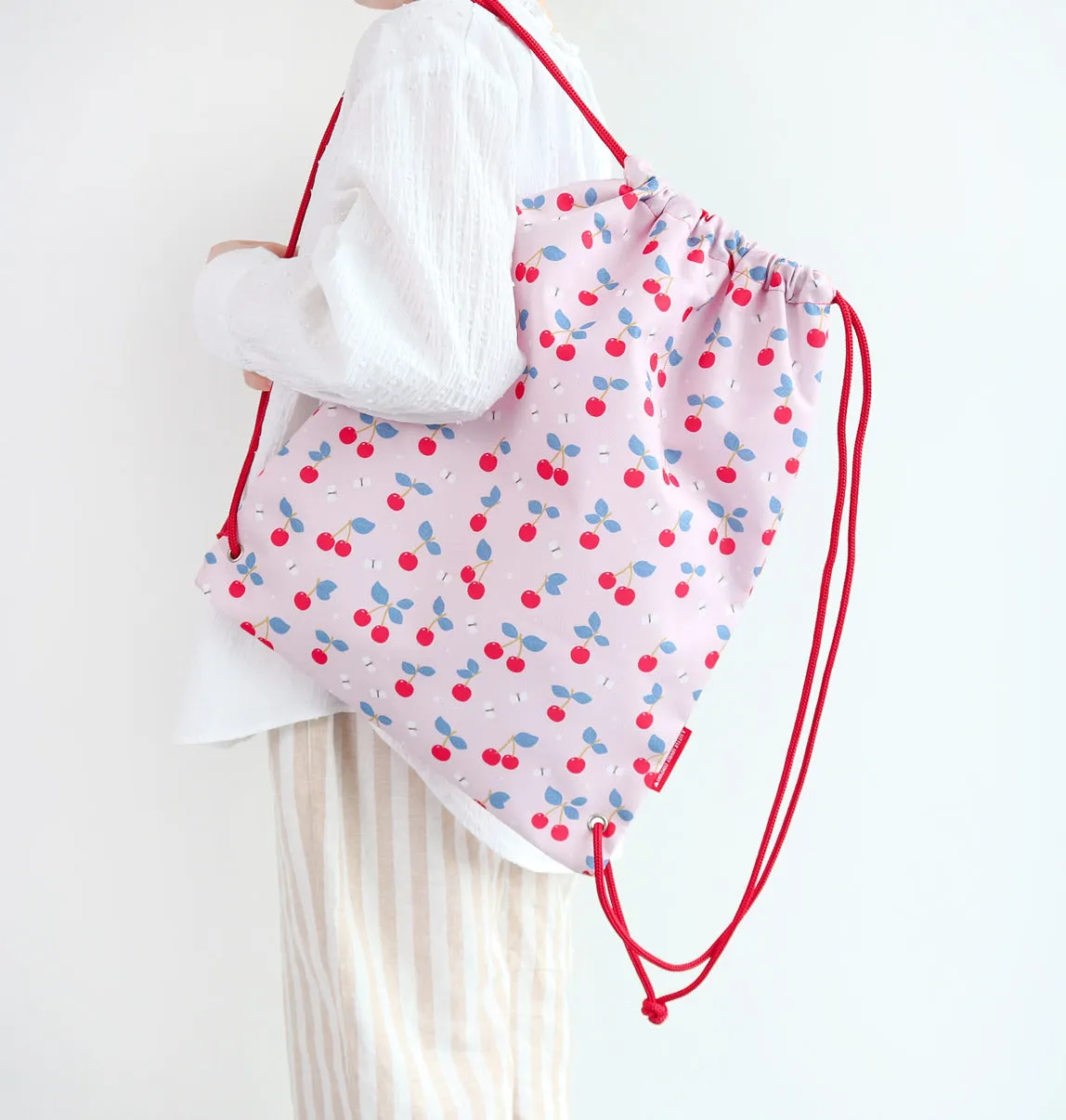 A Little Lovely Company Kersen gymtas roze met ritsvak
