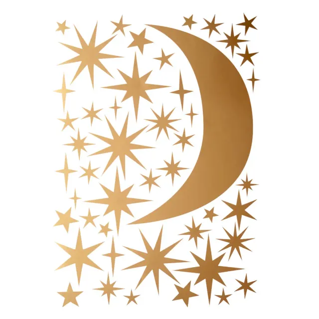 Hartendief Stars and Moon muurstickers goud 46 stuks