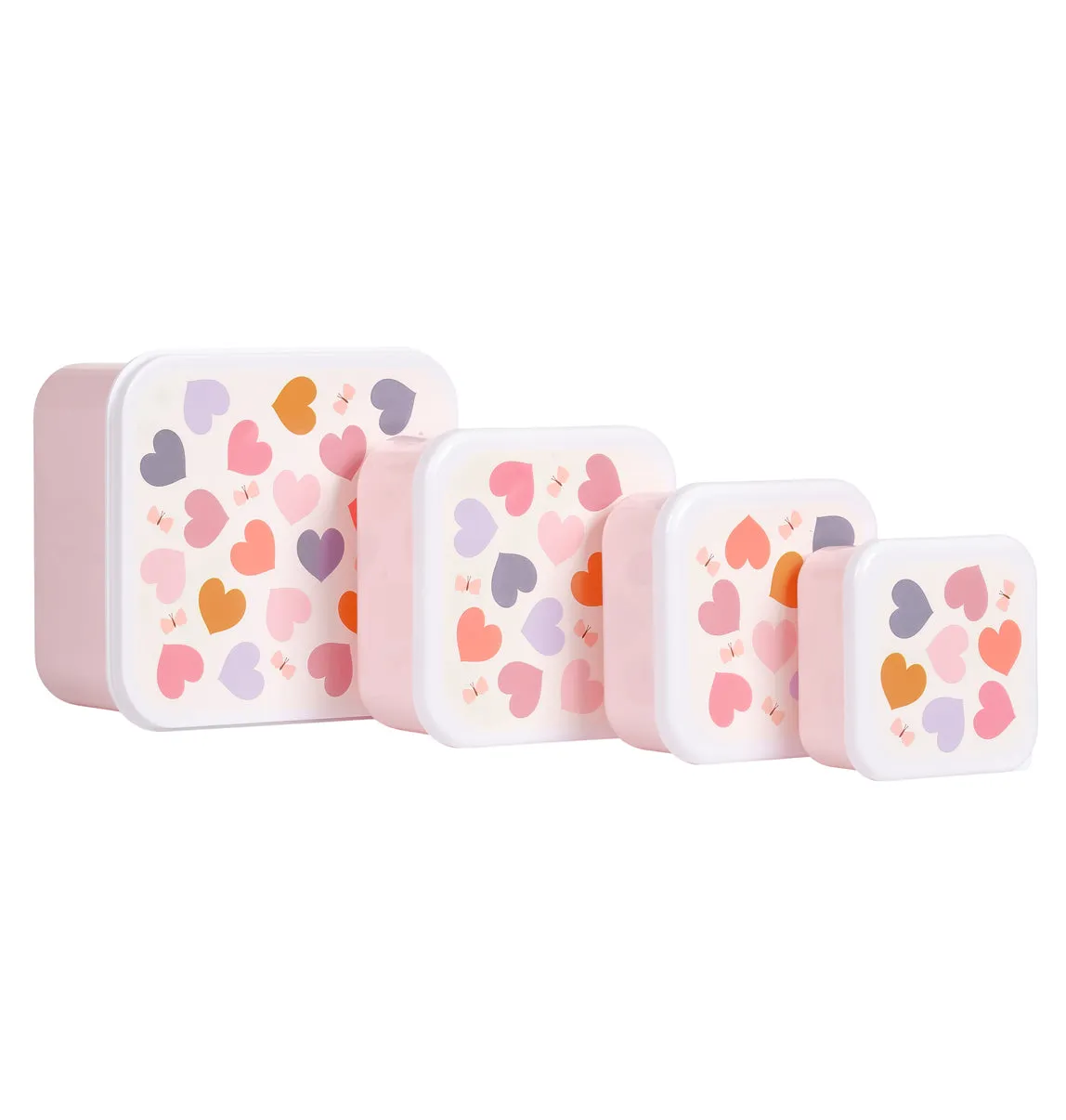 A Little Lovely Company Hartjes lunch snack box set 4-delig