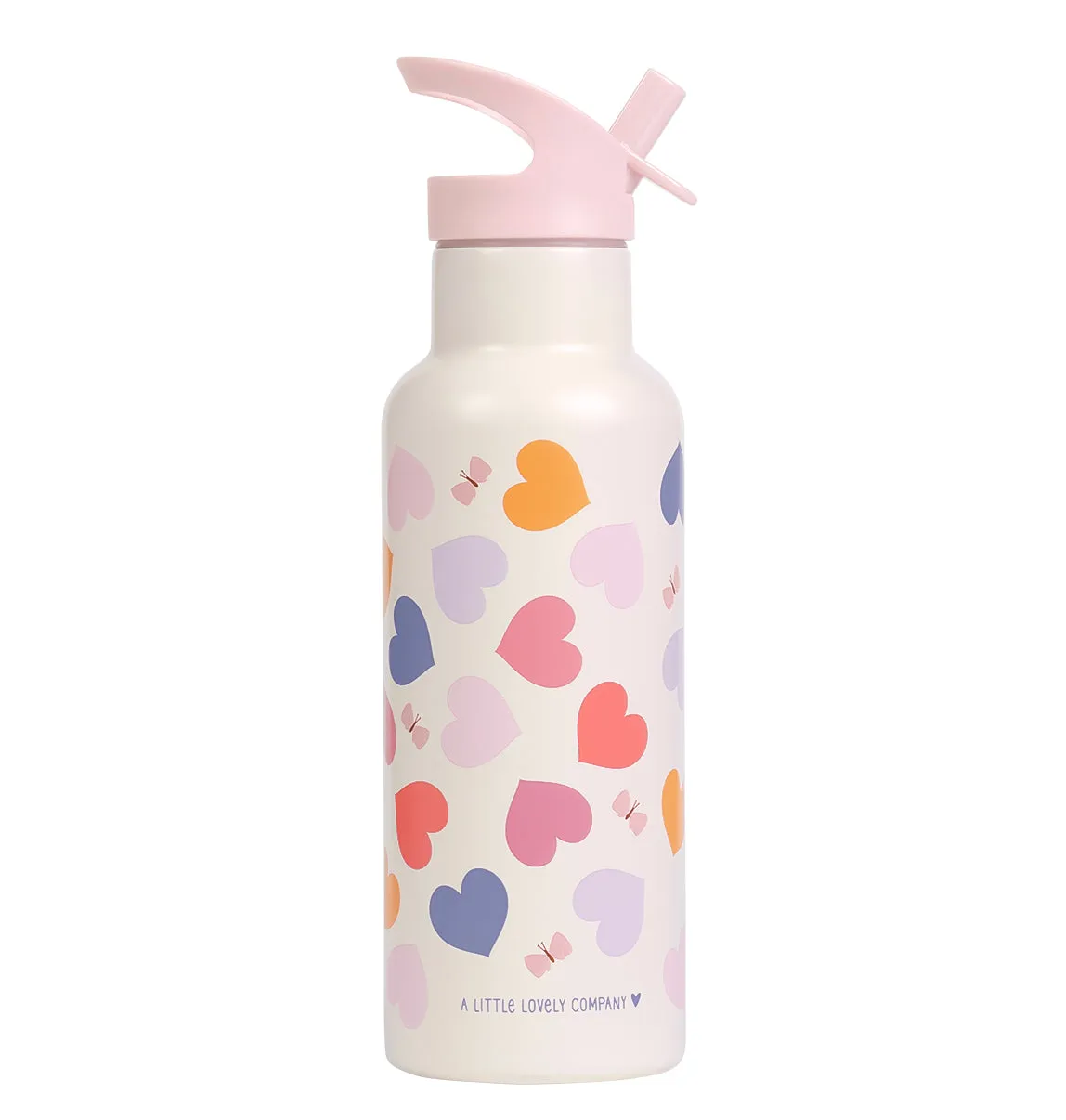 A Little Lovely Company Hartjes XL RVS drinkfles 500 ml