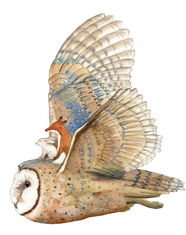 Hartendief Uil muursticker 46x55 cm herplaatsbaar