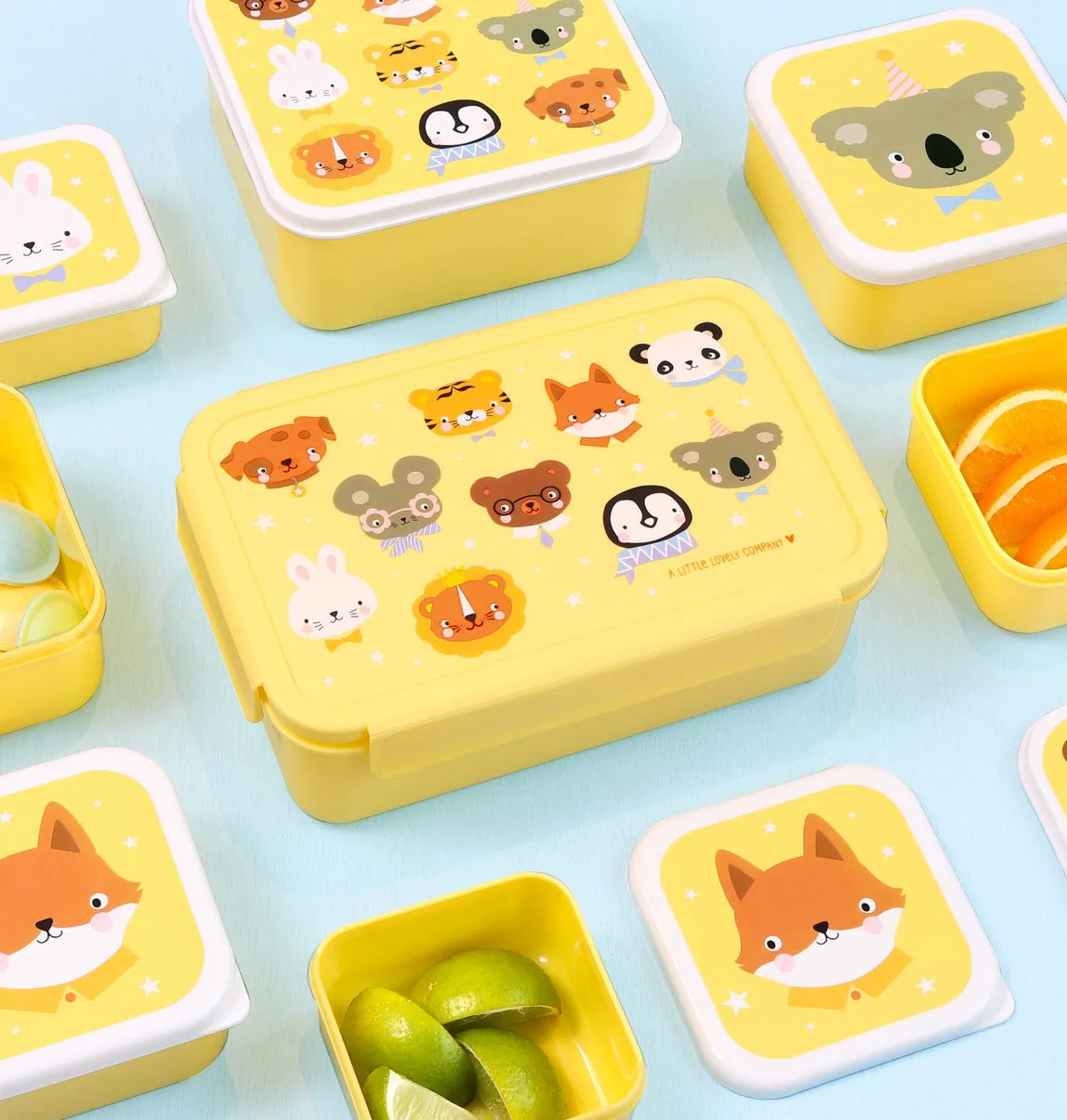A Little Lovely Company Dierenvriendjes bento lunchbox geel