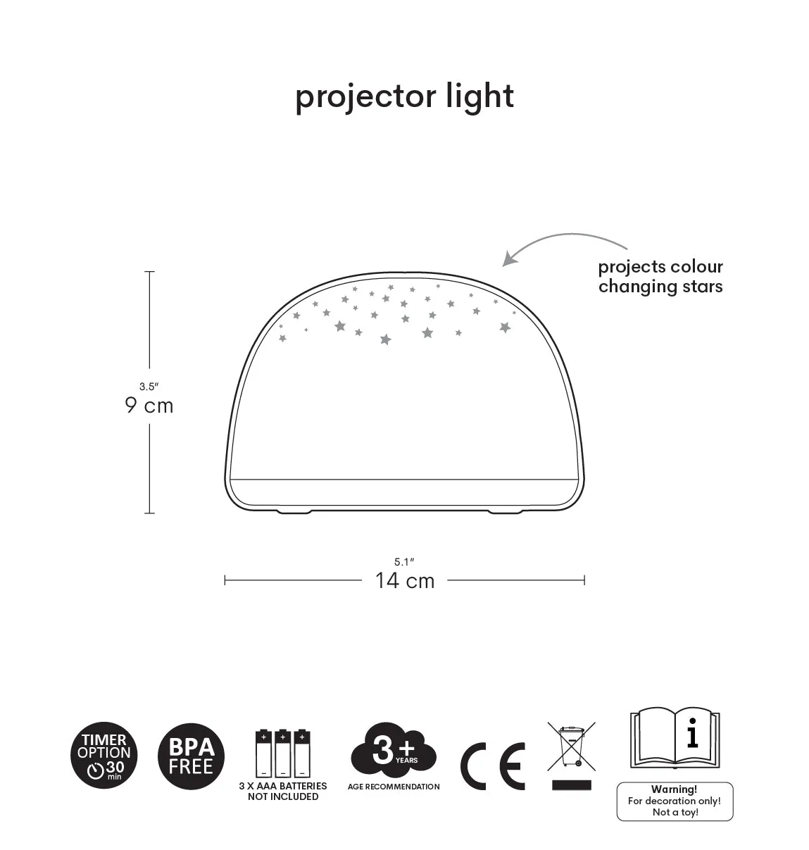A Little Lovely Company Kersen projectorlamp sterren roze draadloos
