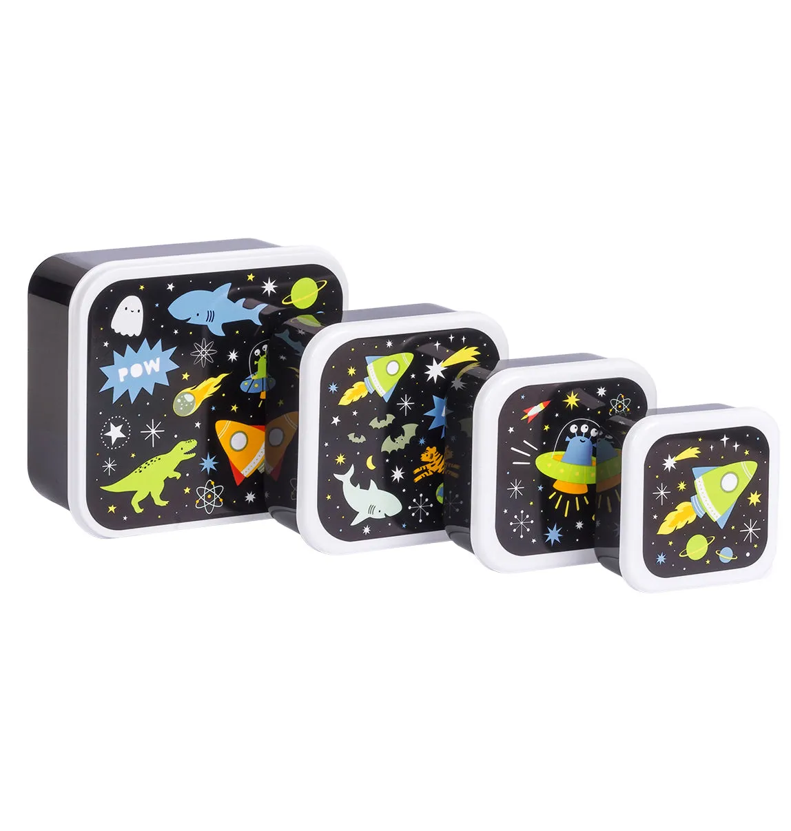 A Little Lovely Company lunchbox set galaxy 4-delig zwart