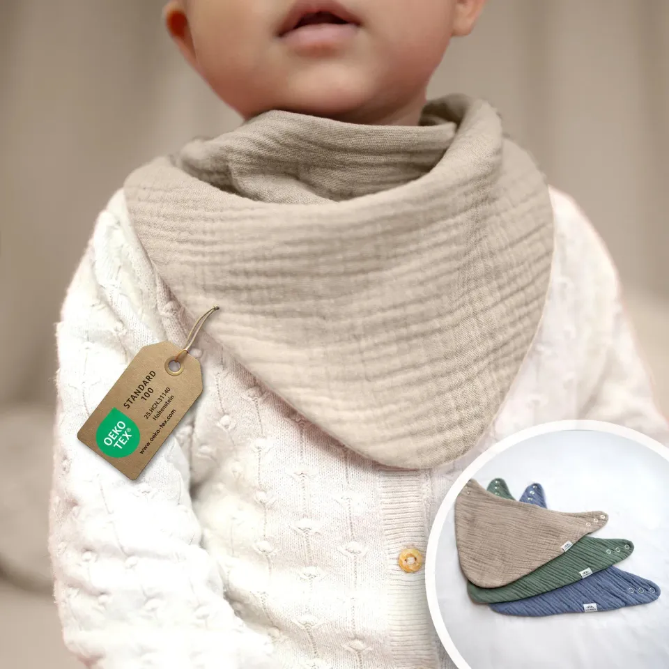 Lilimaus slabbetjes Beigerosa musselin katoen 3 stuks baby