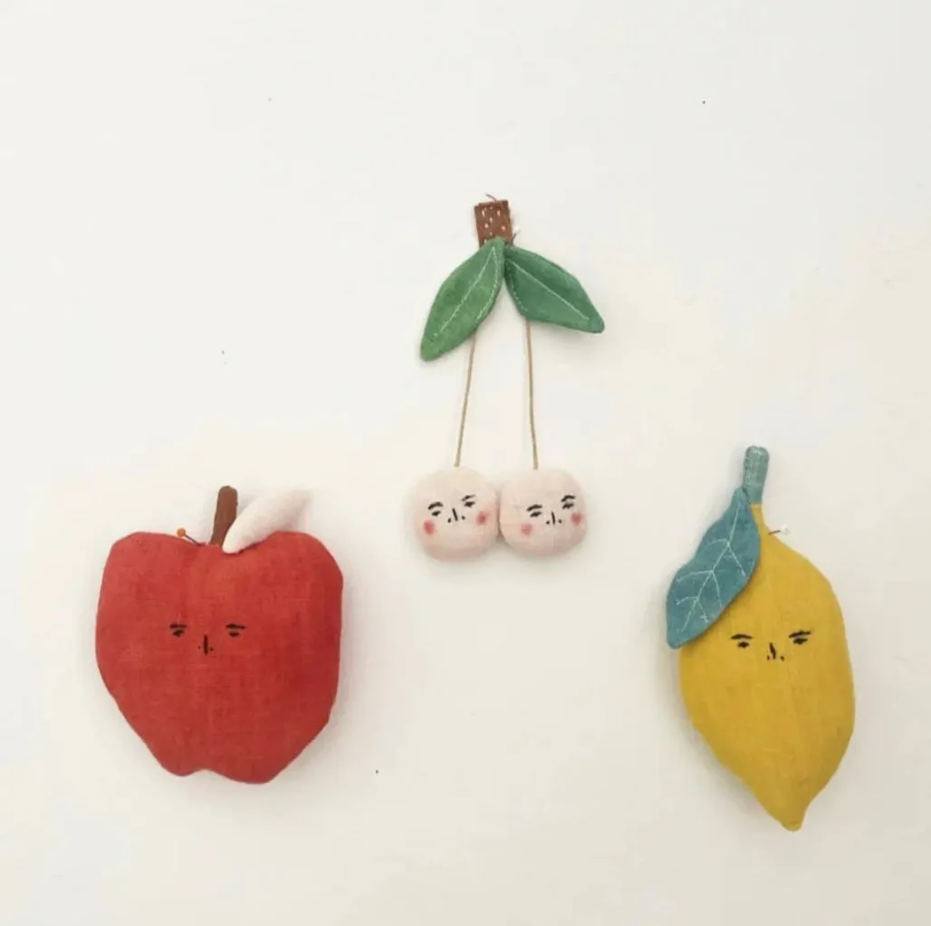 Het Kleijne Droomhuis Kersjes Stoffen Fruit Linnen 6x11,5 cm