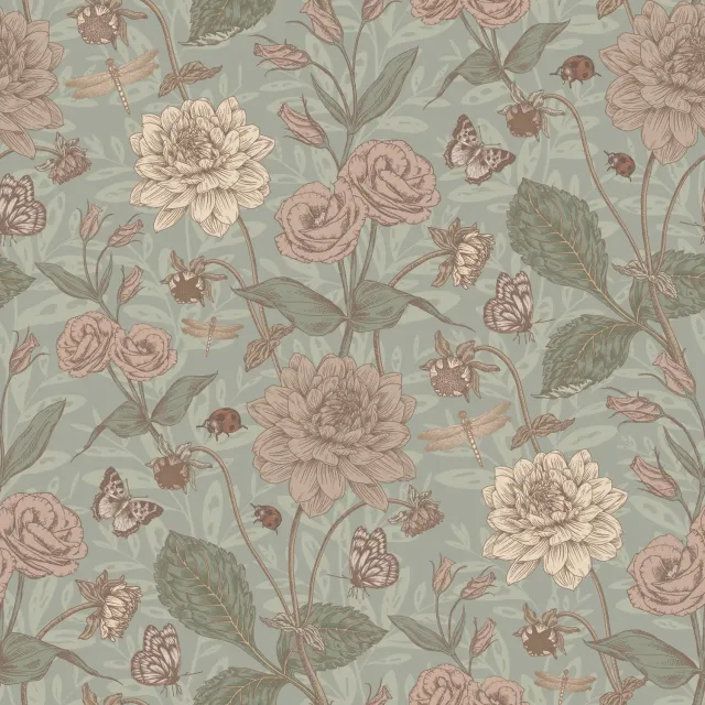 Little Amour Floral Spring behangstaal green bloemen