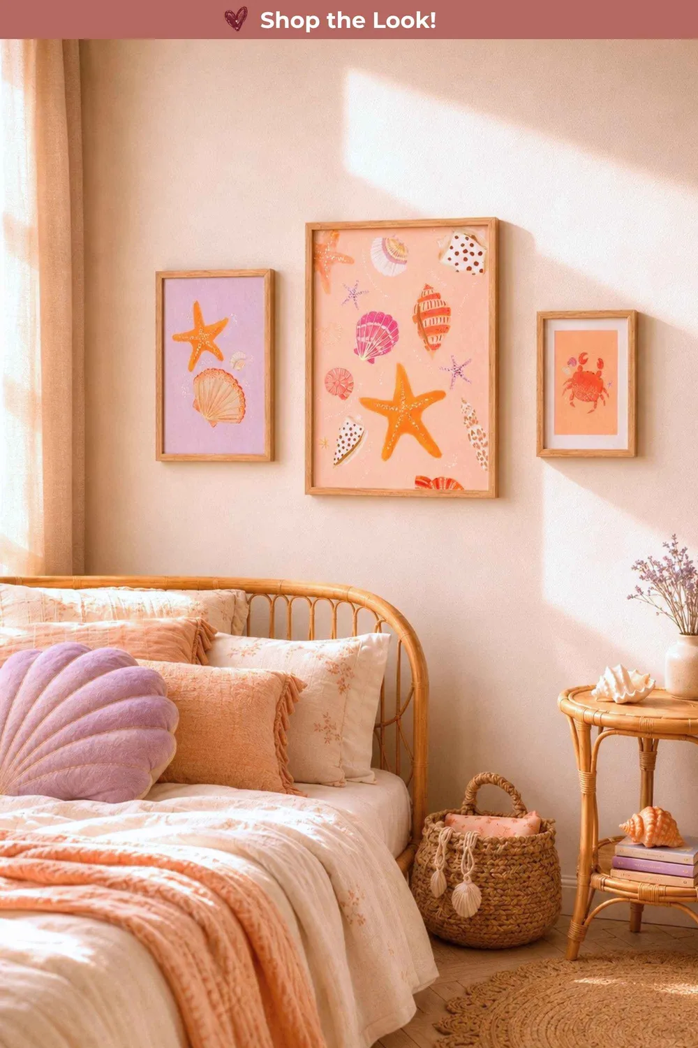 Lori & Cookie Kidsdeco Zeester Lila poster goudfolie strand 21x30